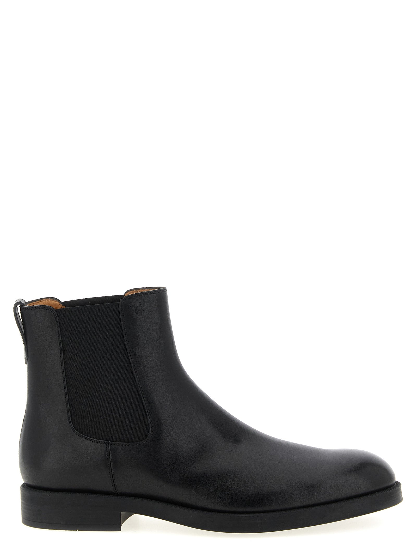 Chelsea Ankle Boots Black Calf Leather Polyester Boots