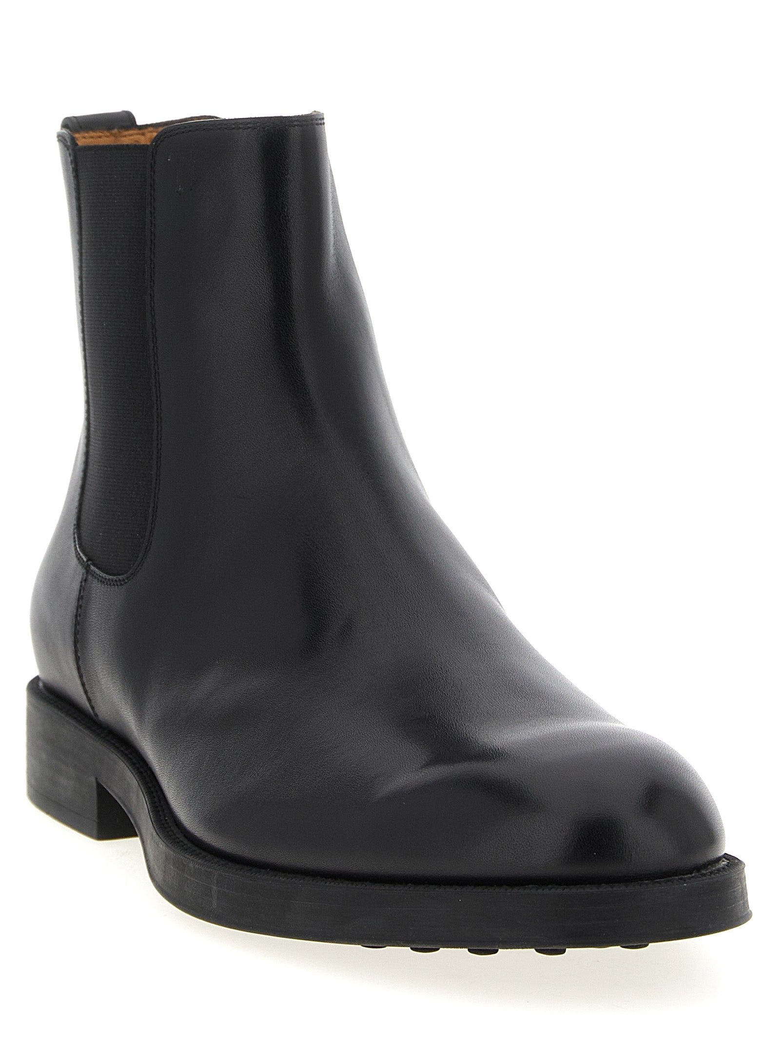 Chelsea Ankle Boots Black Calf Leather Polyester Boots