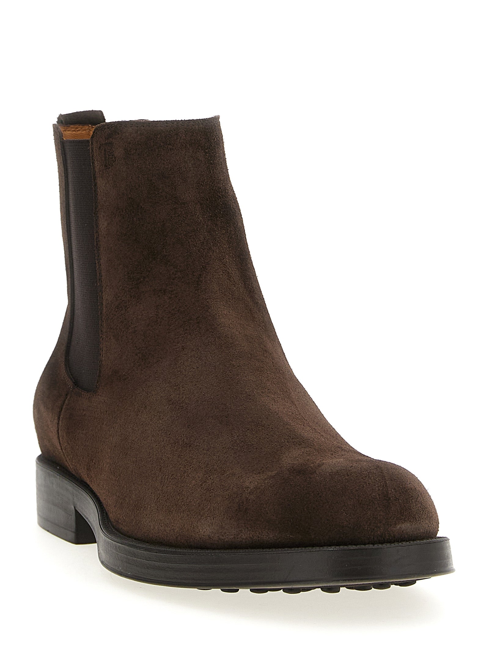 Chelsea Ankle Boots Brown Calf Leather Polyester Boots