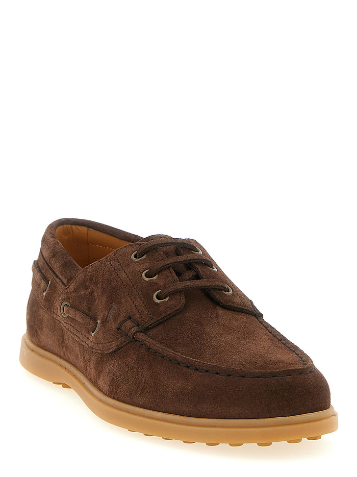 Suede boat shoe Brown Calfskin Leather (bos Taurus) Loafers