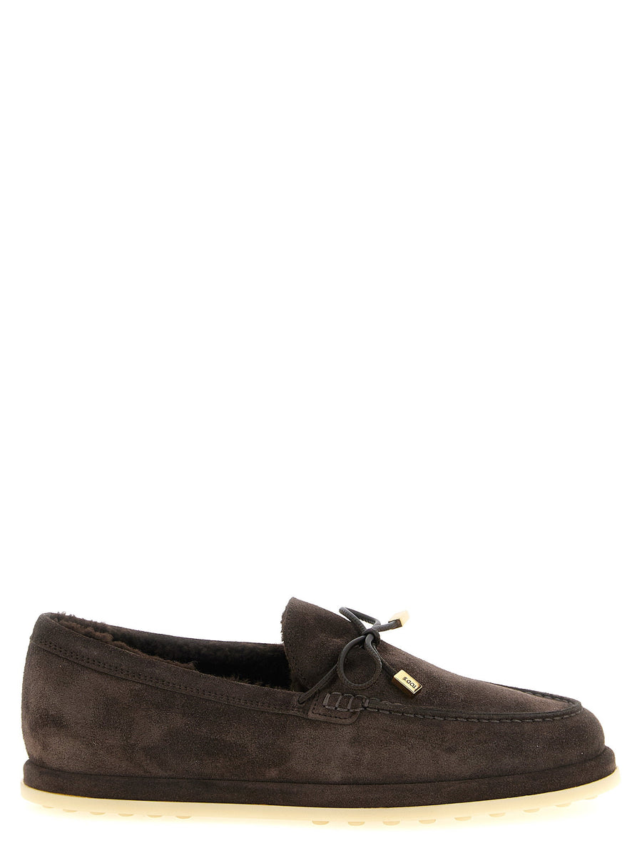 Tod's Shearling-Lined Suede Loafer — Brown
