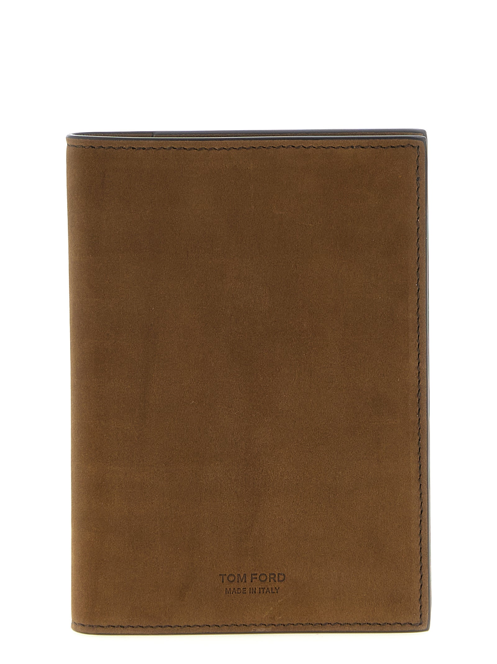 Nubuck leather passport holder Brown Calfskin (bos Taurus) Lifestyle
