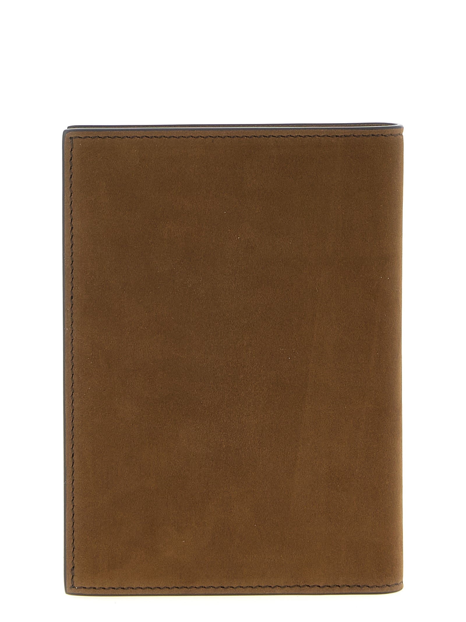 Nubuck leather passport holder Brown Calfskin (bos Taurus) Lifestyle