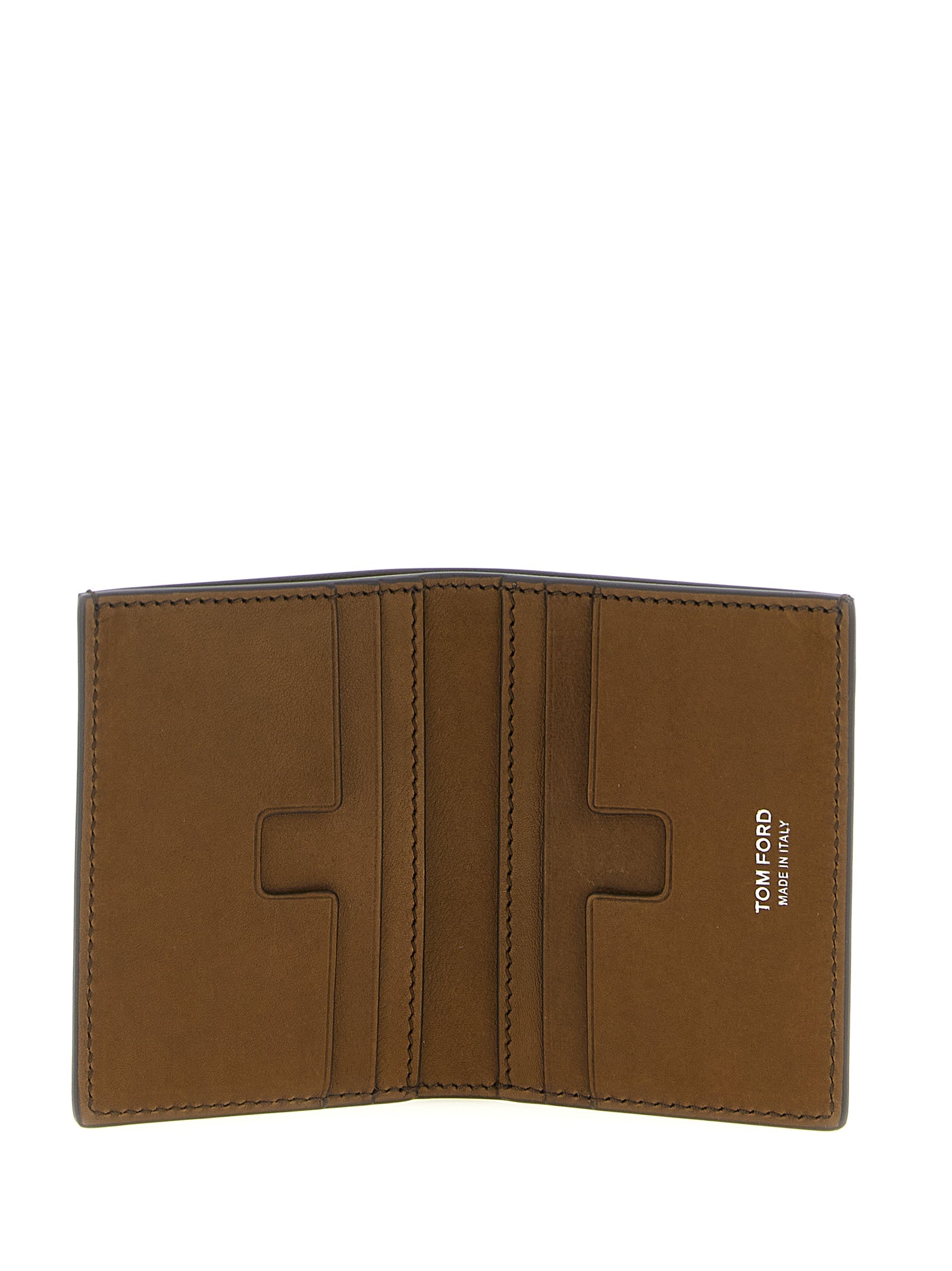 T Line card holder Brown Calfskin Leather (bos Taurus) Wallets, Holders