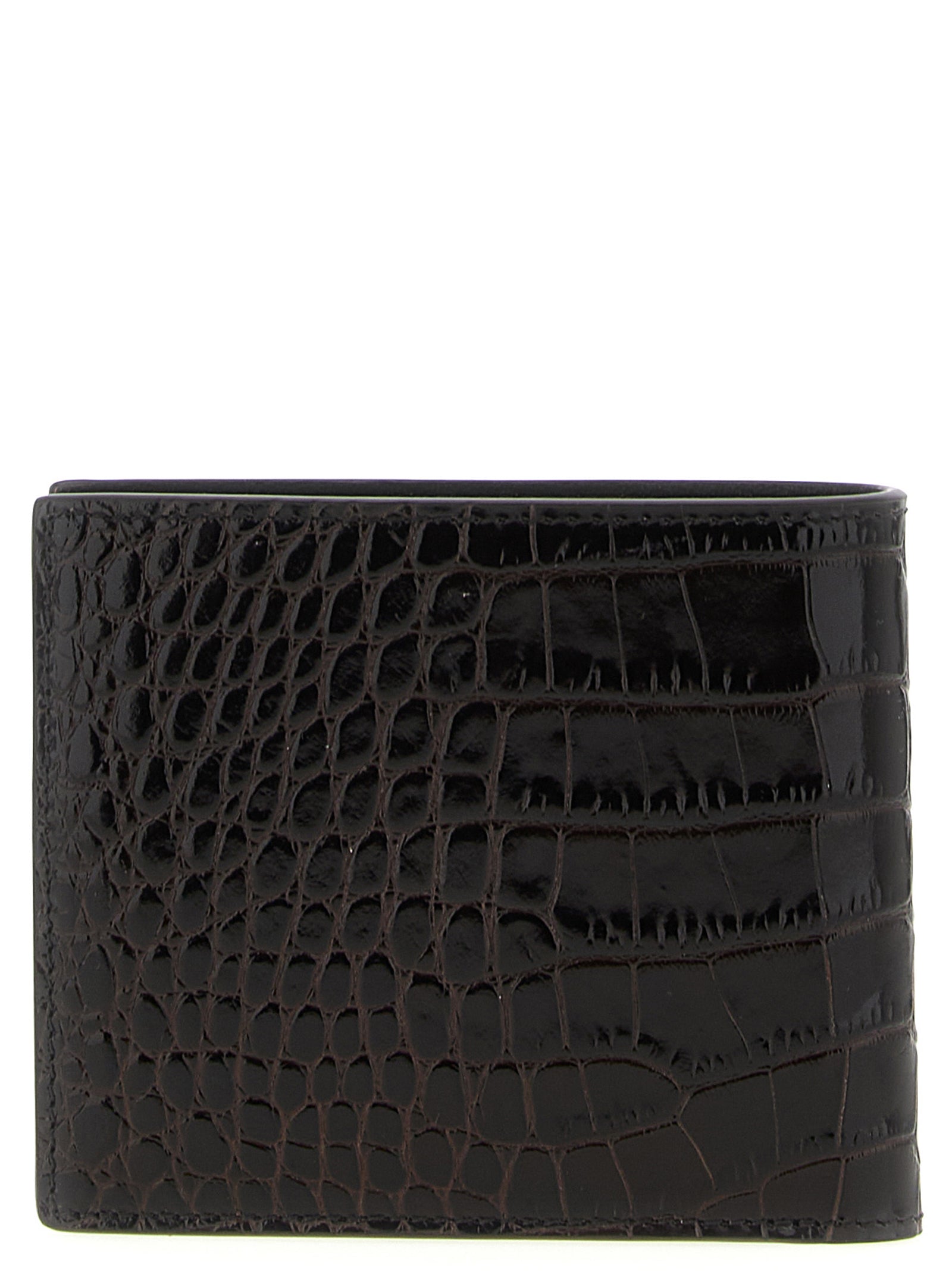 Crocodile Leather Wallet Brown Calfskin (bos Taurus) Wallets, Card Holders