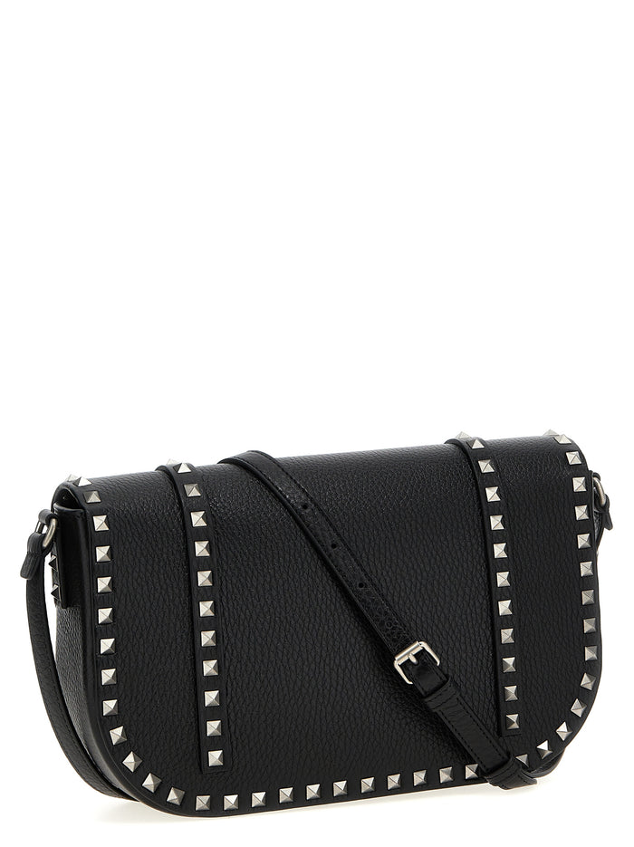 Valentino Garavani Rockstud Shoulder Bag Black Calfskin Leather (bos Taurus) Crossbody