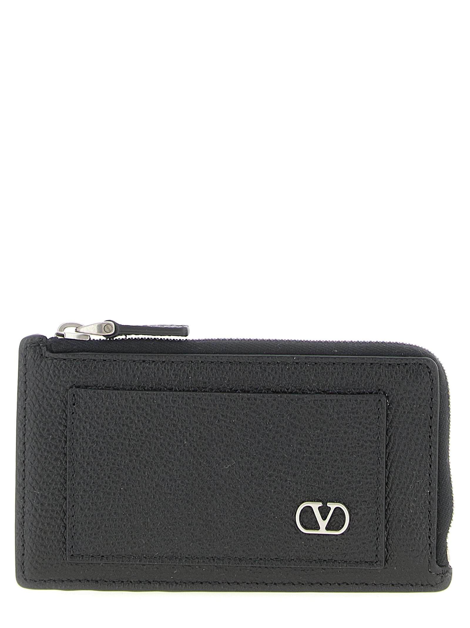 Valentino Garavani VLogo Signature Coin Purse Black Calfskin Leather (bos Taurus) Wallets, Card Holders
