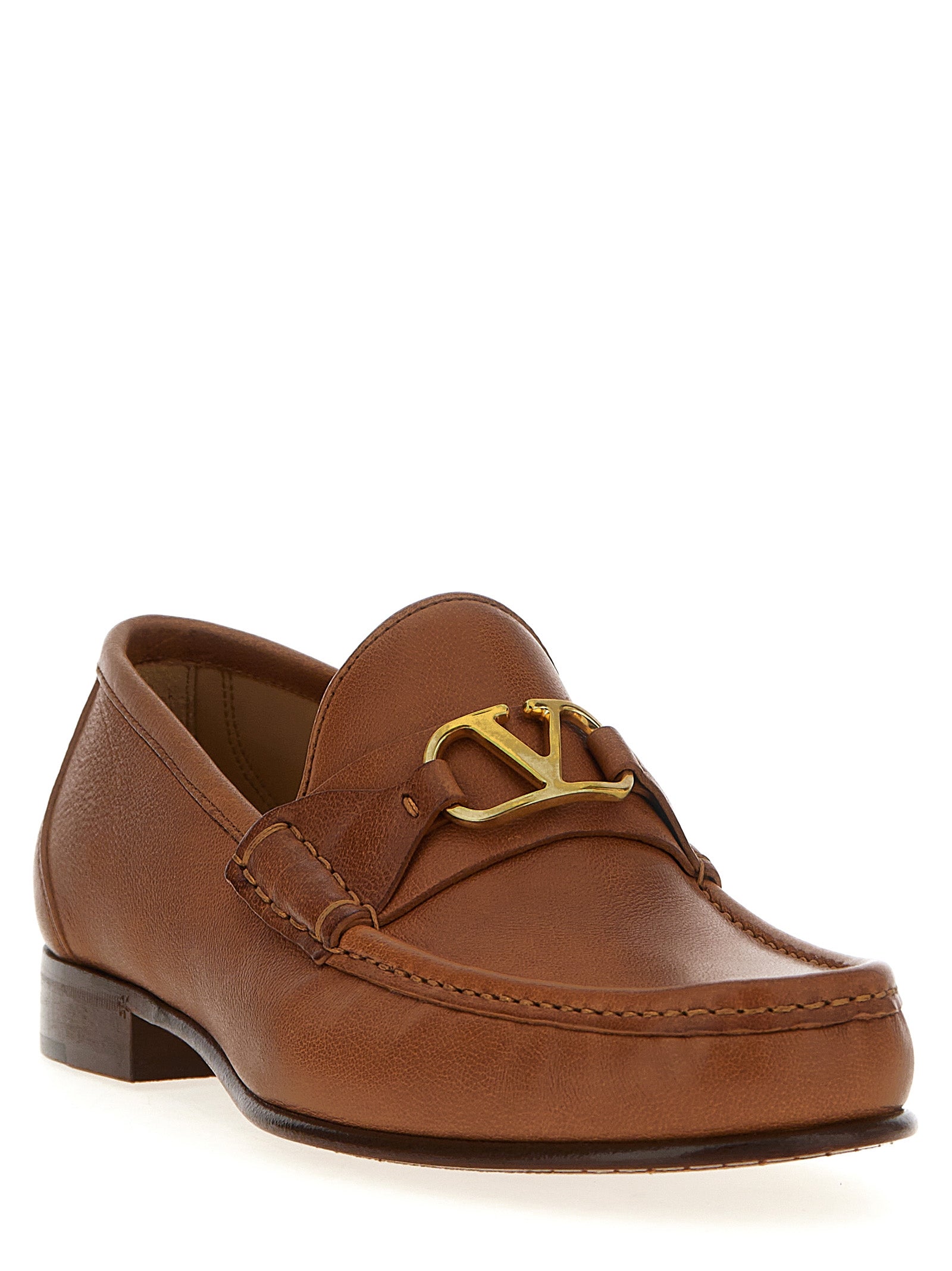 Valentino Garavani VLogo Signature Loafers Brown Leather