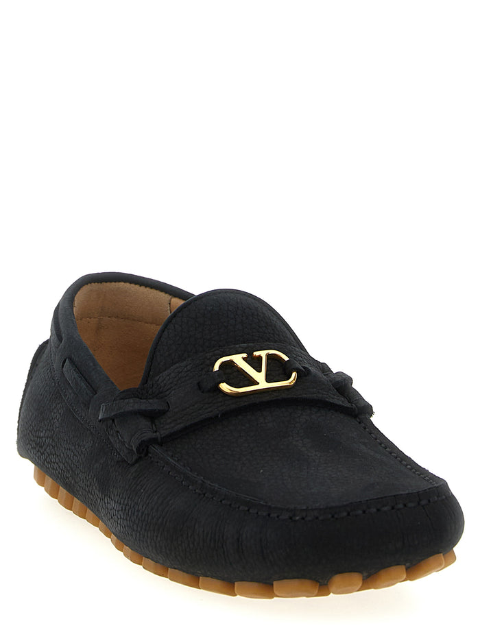 Valentino Garavani Driver Fastaway loafers Black Calfskin Leather (bos Taurus)