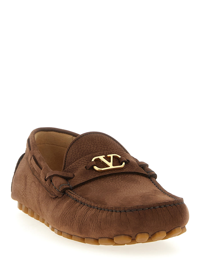 Valentino Garavani Driver Fastaway loafers Brown Calfskin Leather (bos Taurus)
