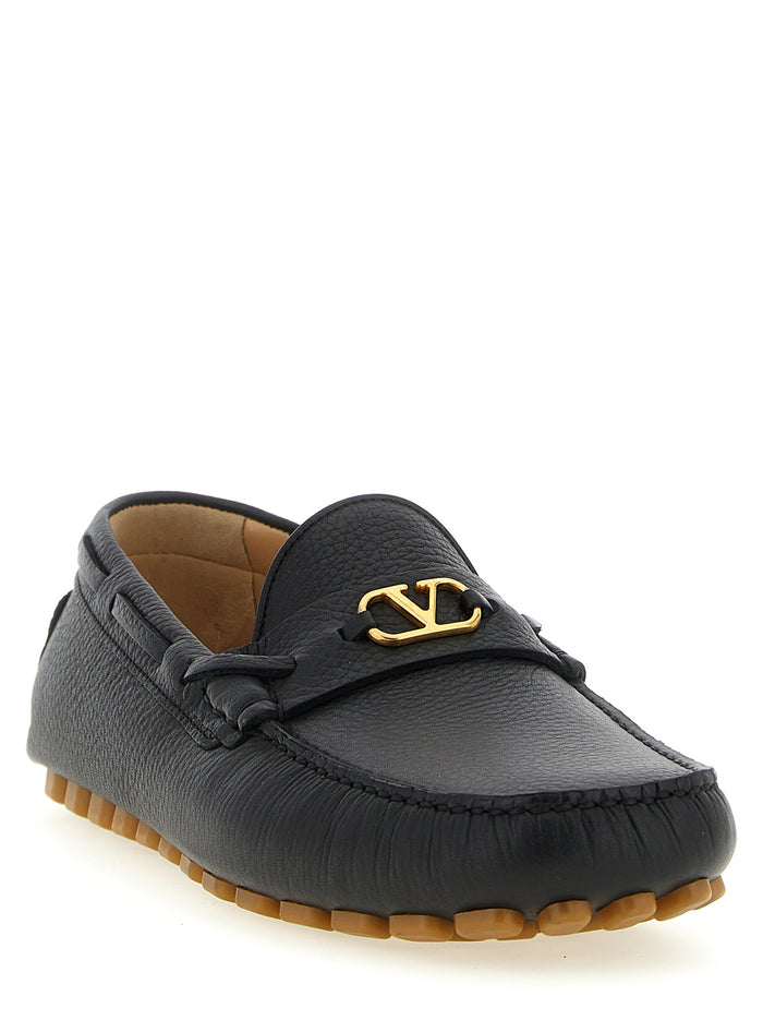 Valentino Garavani Driver Fastaway loafers Black Calfskin Leather (bos Taurus)