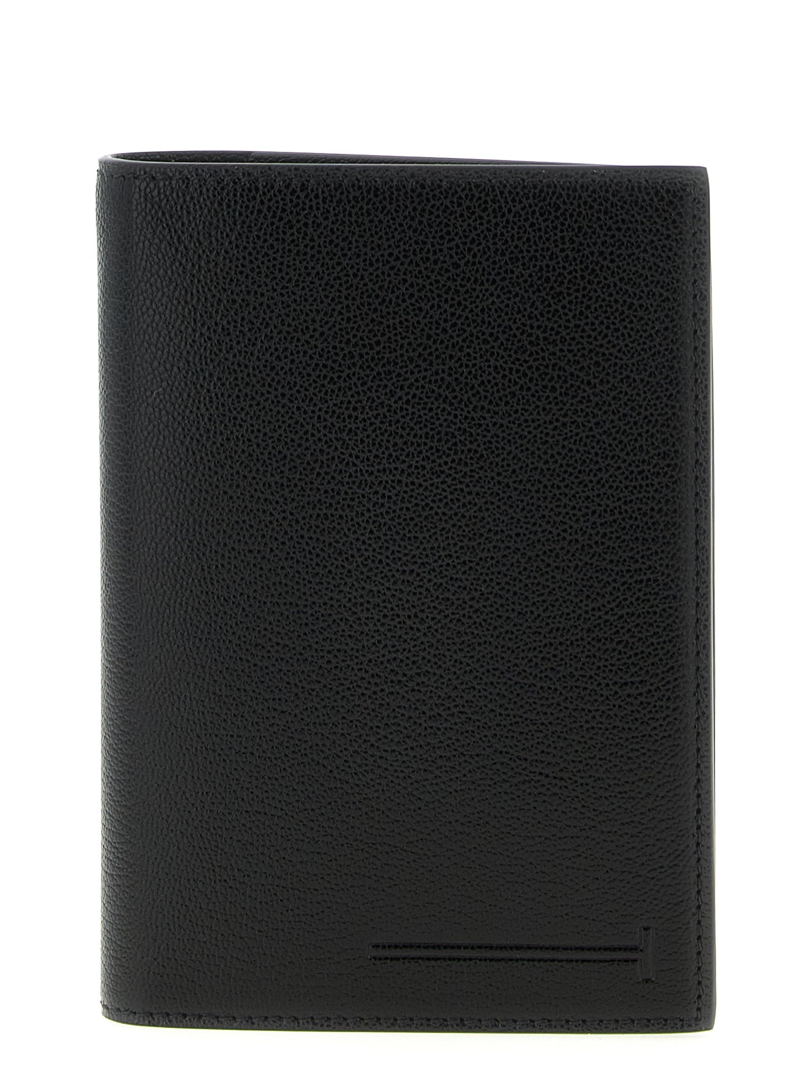 T Line passport holder Black Goat Leather Wallets, Card Holders