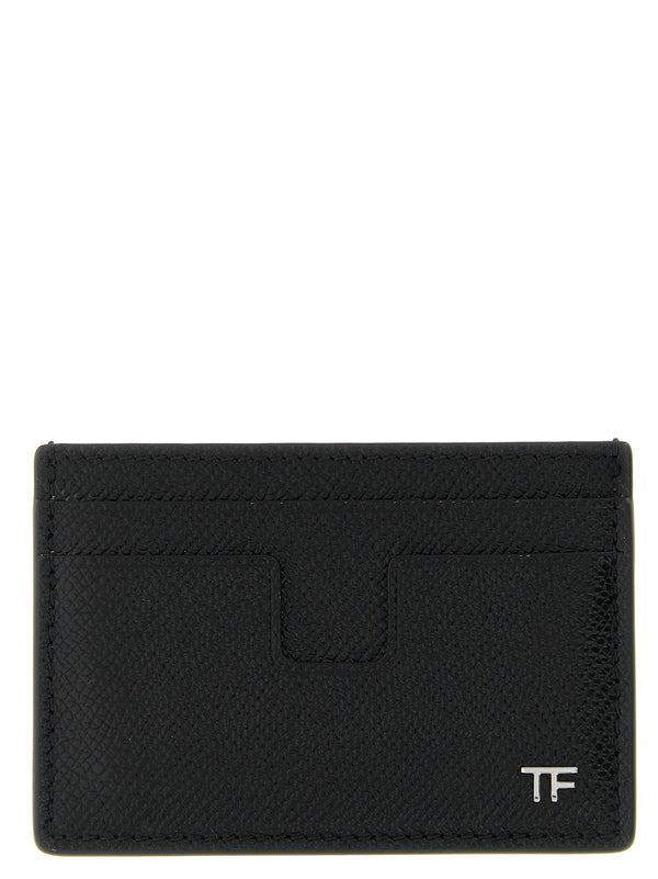 Tom Ford Leather with Metal Logo Card Case — Black