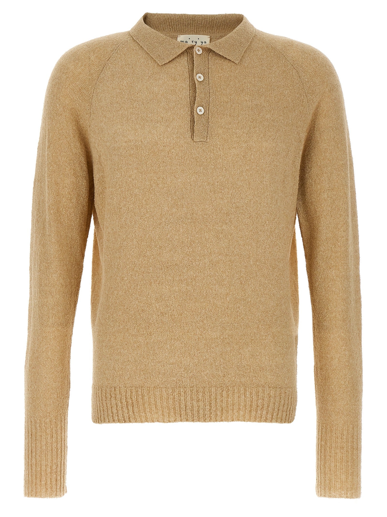 Bouclé cotton polo shirt Beige