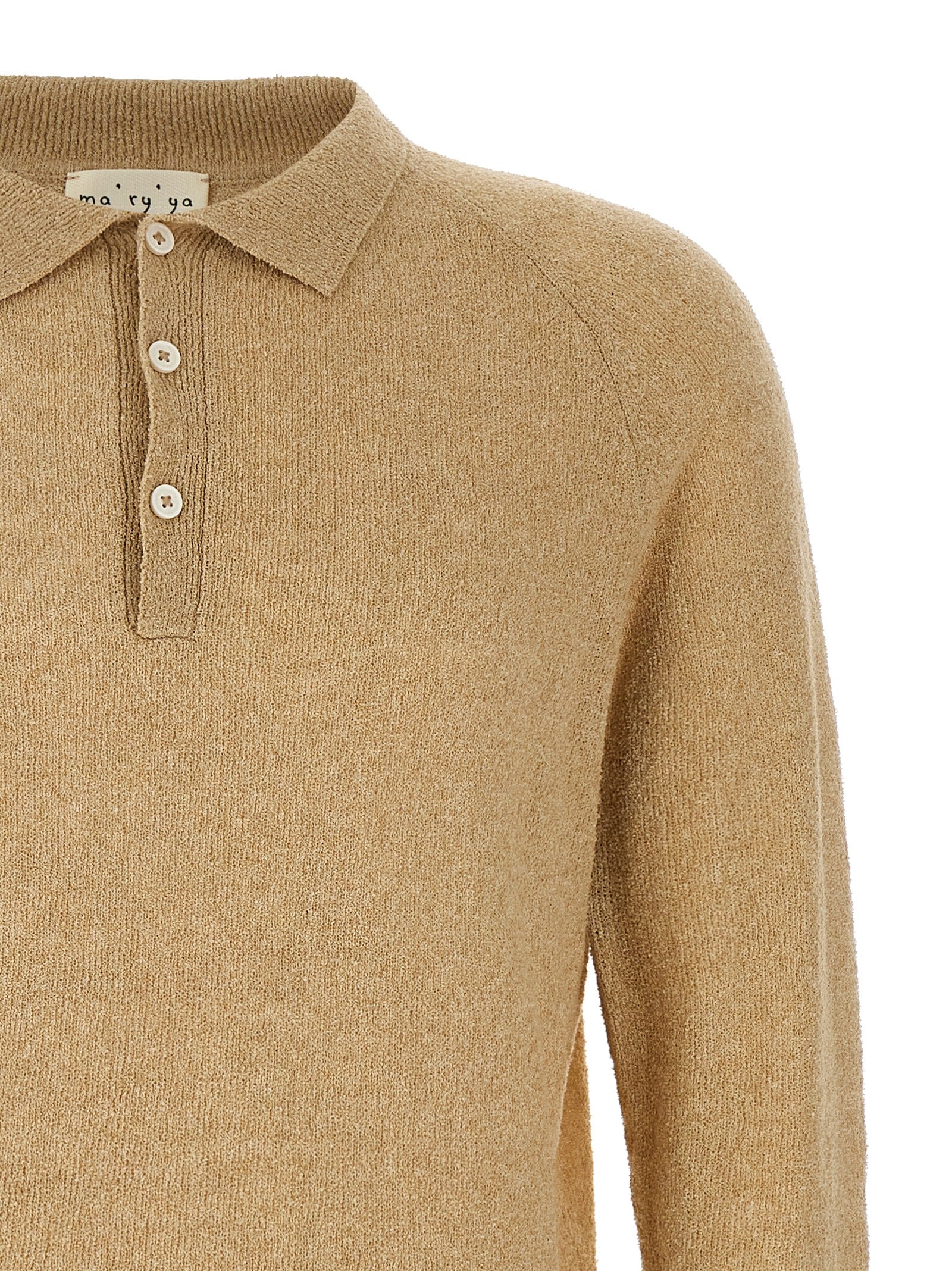 Bouclé cotton polo shirt Beige