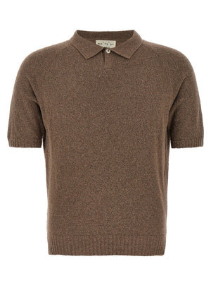 Ma'ry'ya Bouclé Cotton Polo Shirt — Taupe
