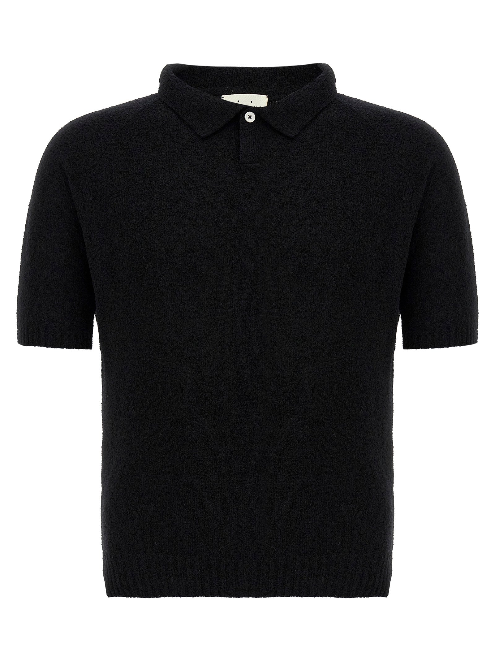 Bouclé cotton polo shirt Black