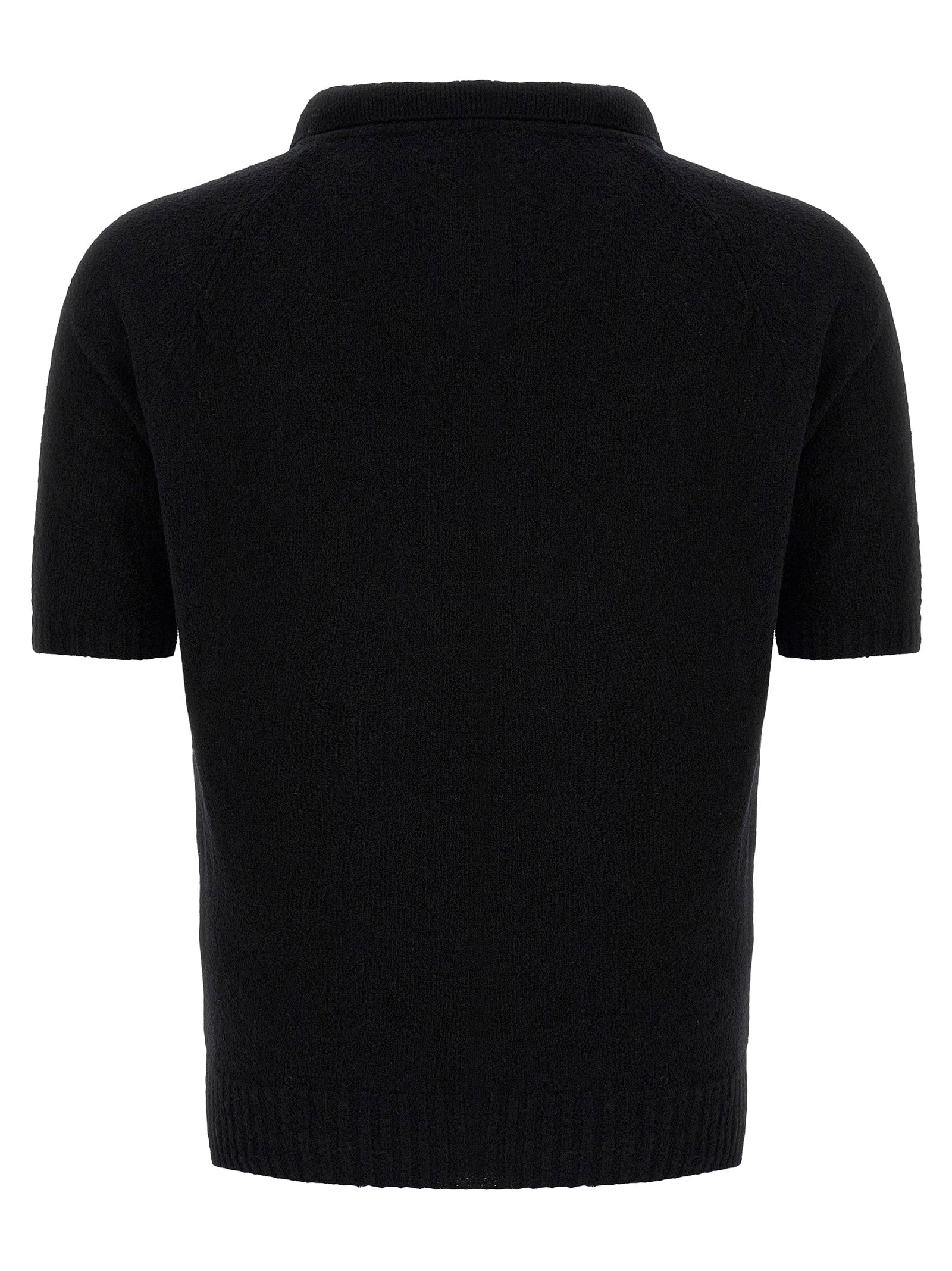 Bouclé cotton polo shirt Black
