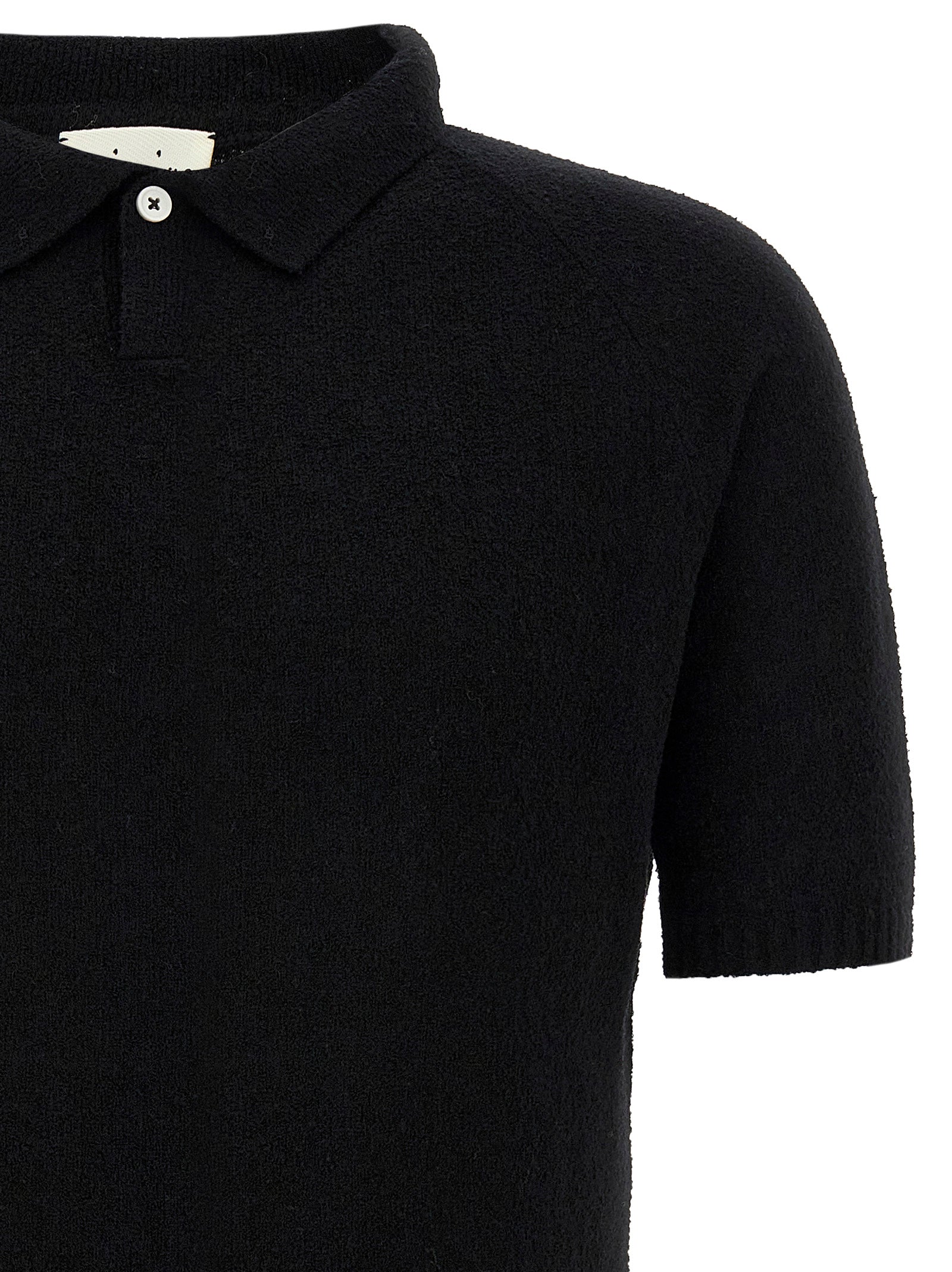 Bouclé cotton polo shirt Black