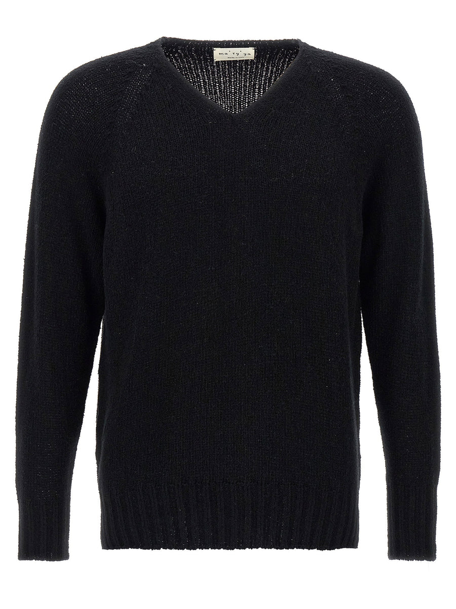 Ma'ry'ya Bouclé Cotton Blend Sweater — Black