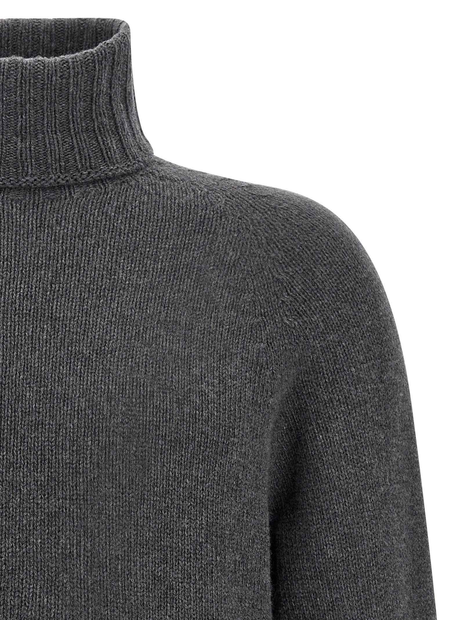 High neck sweater Gray Virgin Wool Cachemire Sweater, Cardigans