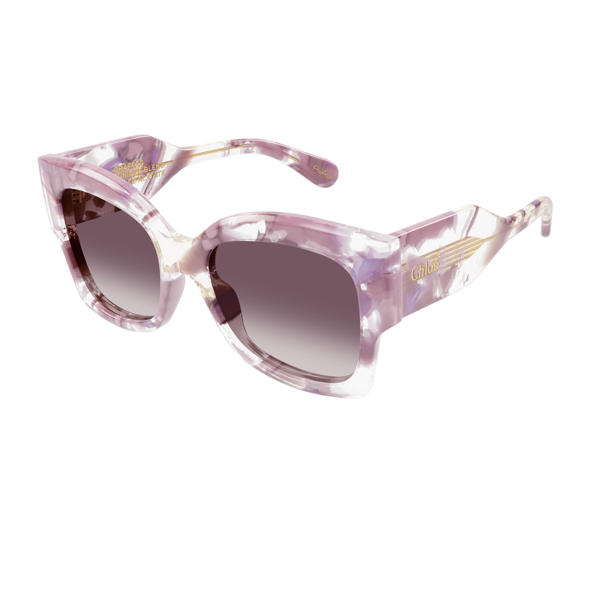 Chloé CH0252S Linea Gayia 005 Nude Violet Multicolore Recycled Acetate Occhiali Da Sole