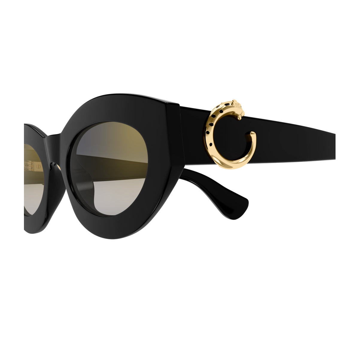 Cartier CT0638S Panthère C de 001 Black Grey Nero Recycled Acetate Occhiali Da Sole