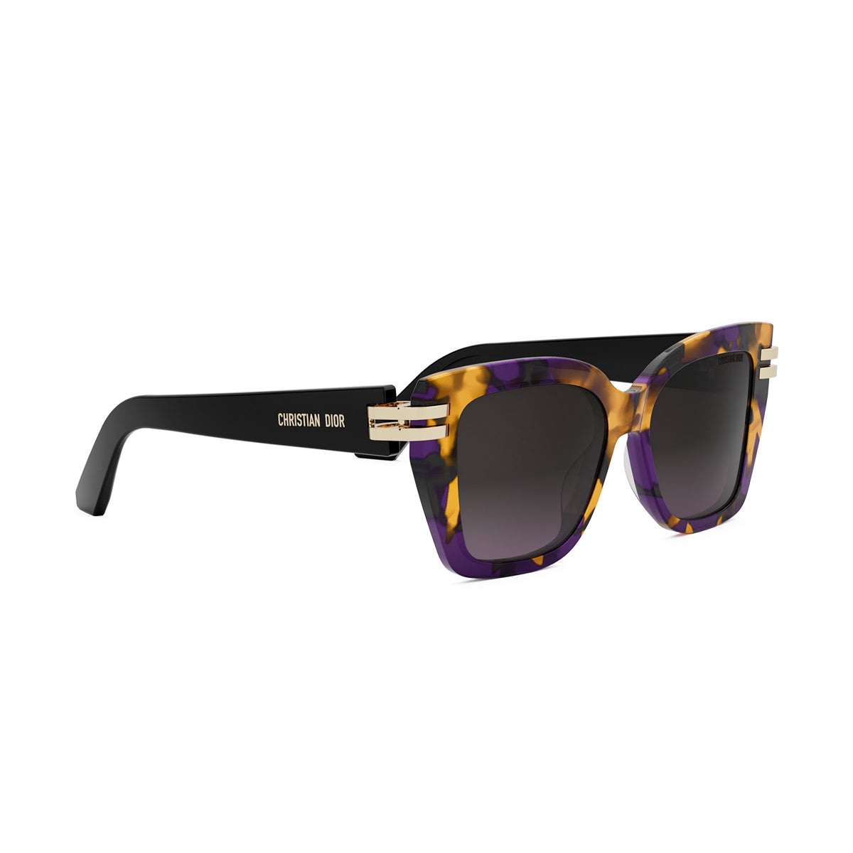 CDior S1I 24f2 Havana Giallo Viola Multicolore Acetate Occhiali Da Sole