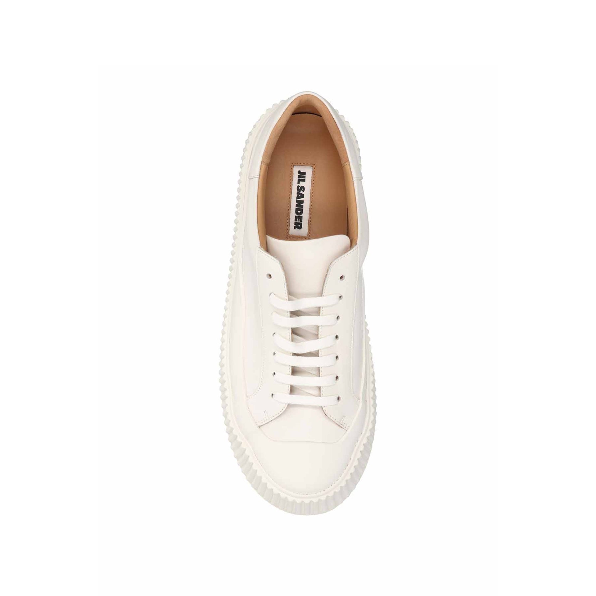 Jil Sander Maxi Sole Leather Sneakers White Calf