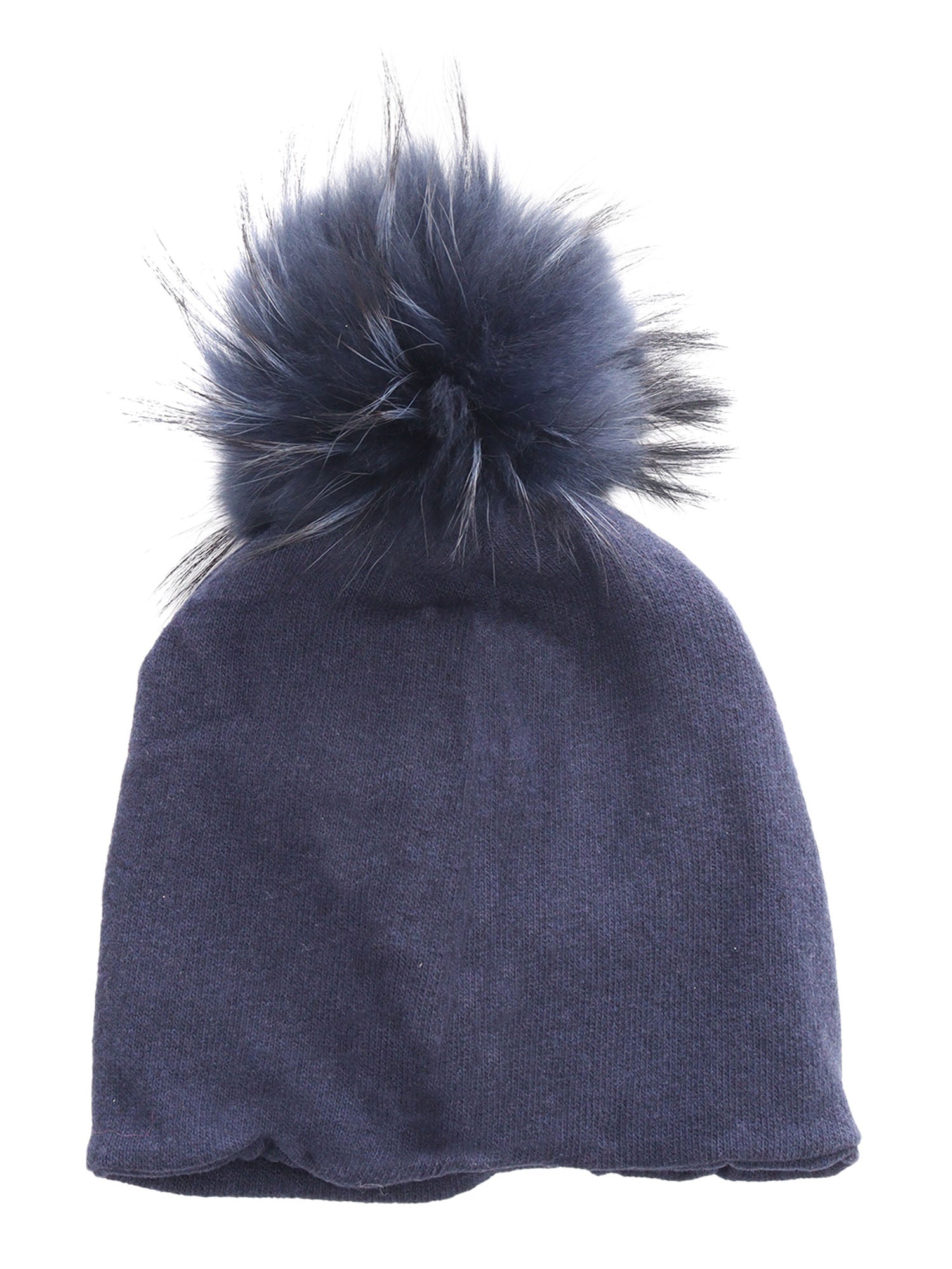 Real Murmasky Fur Beanie Blue Hat