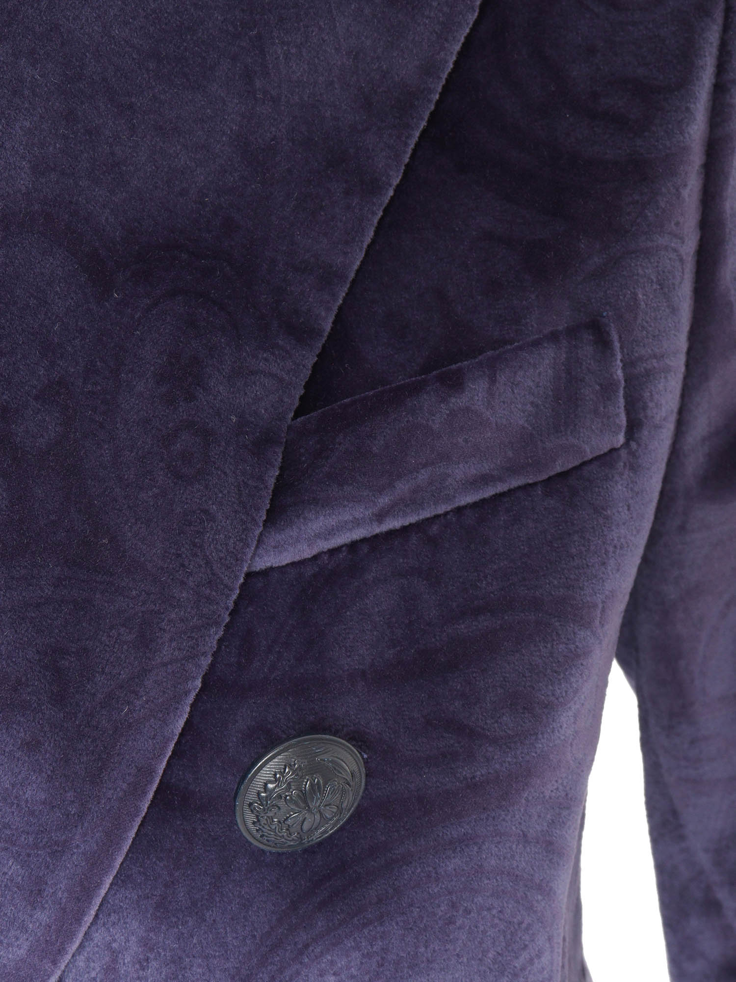 Velvet Double Breasted Jacket Black Cotton Elastane