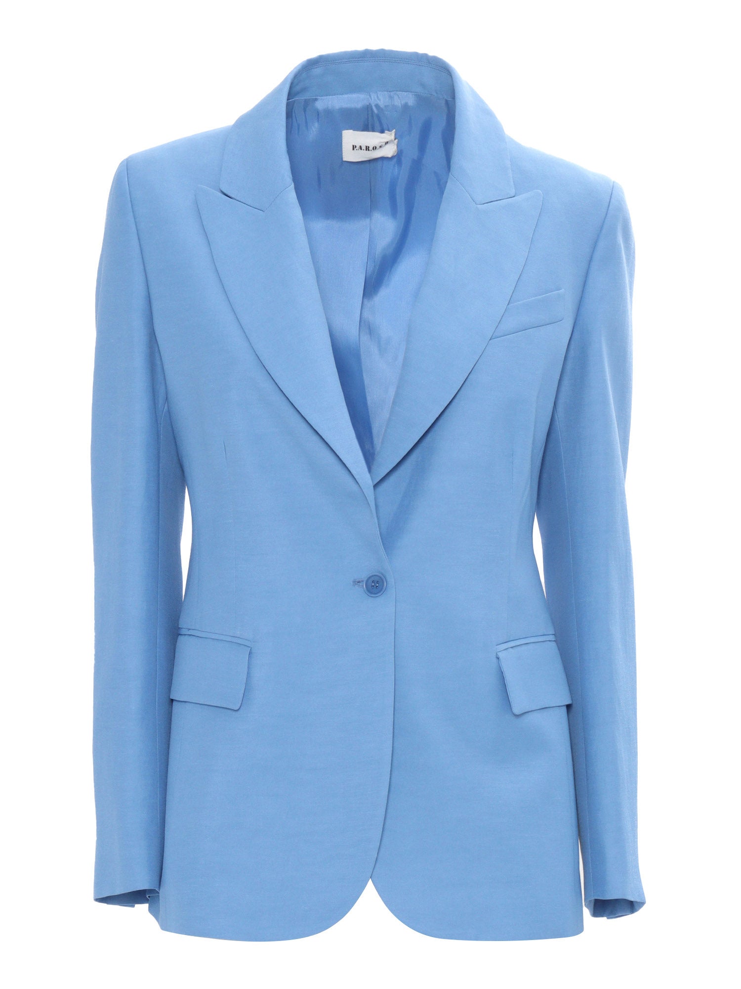 SINGLE BREASTED JACKET Light Blue Viscose Linen