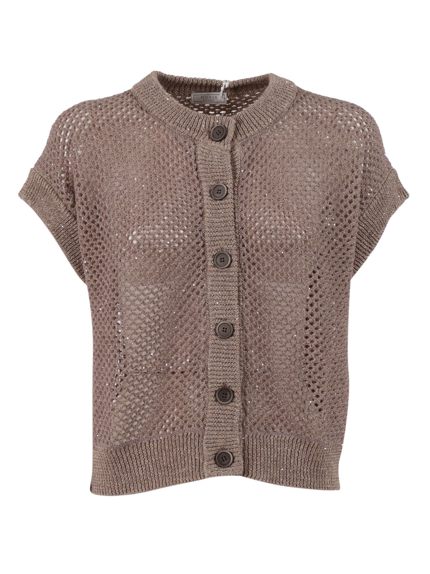 KNITTED WAISTCOAT Brown Linen Polyamide Cotton Vest