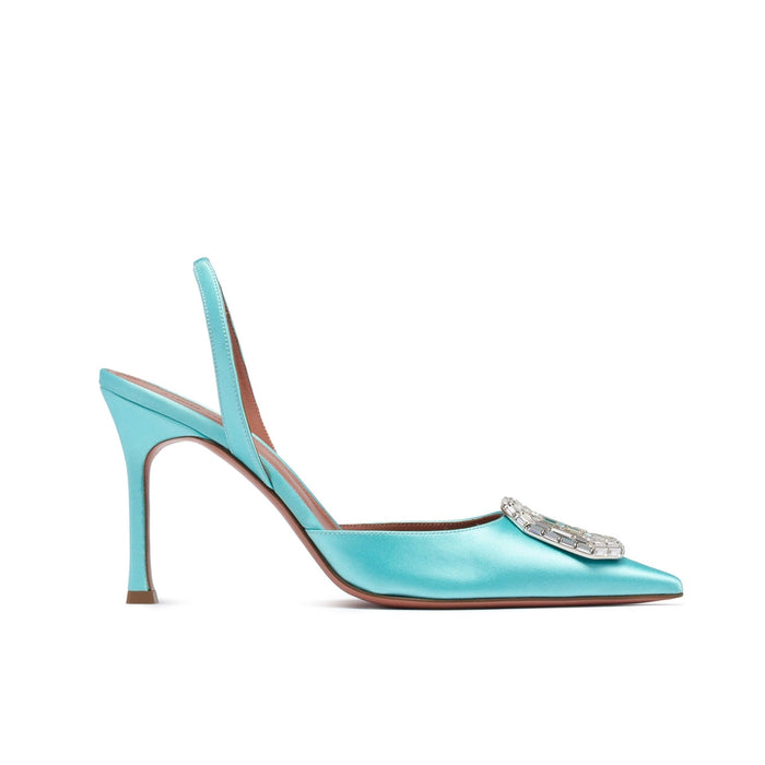 Amina Muaddi Camelia Pumps Green Silk