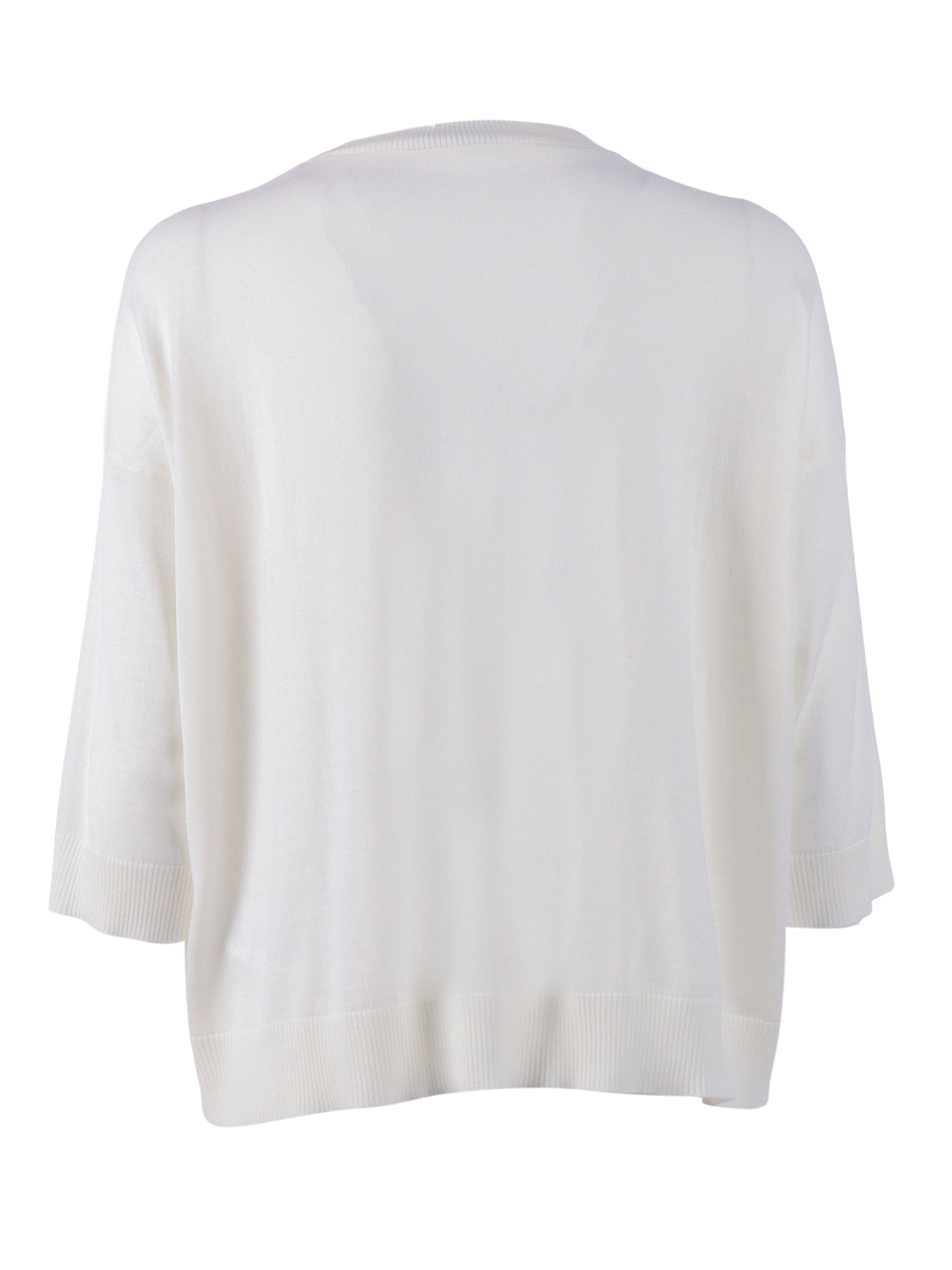 KNITTED SWEATER White Acetate Silk Elastane Crewneck