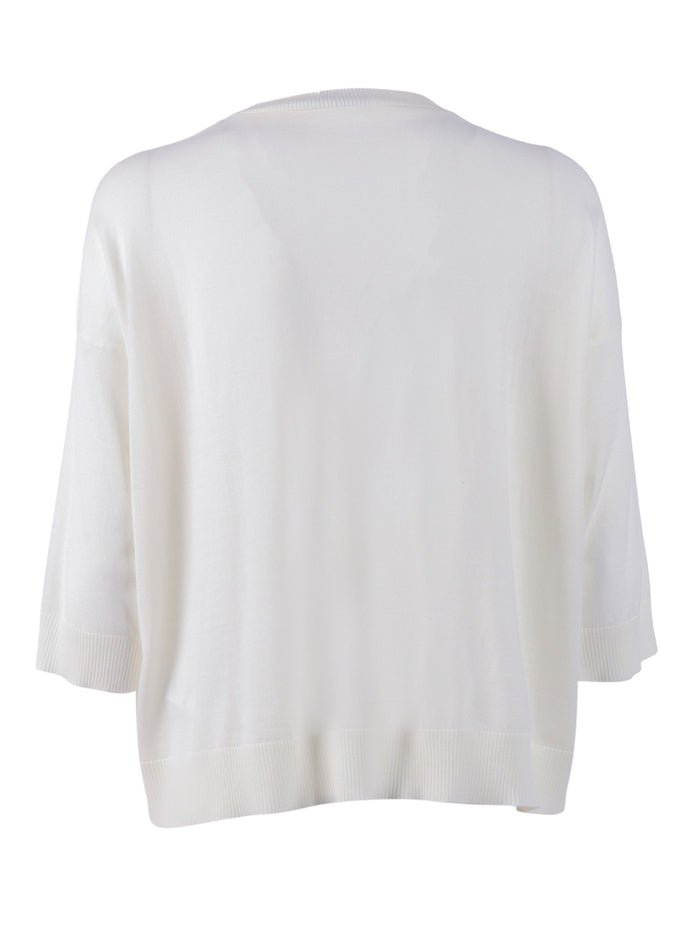 KNITTED SWEATER White Acetate Silk Elastane Crewneck