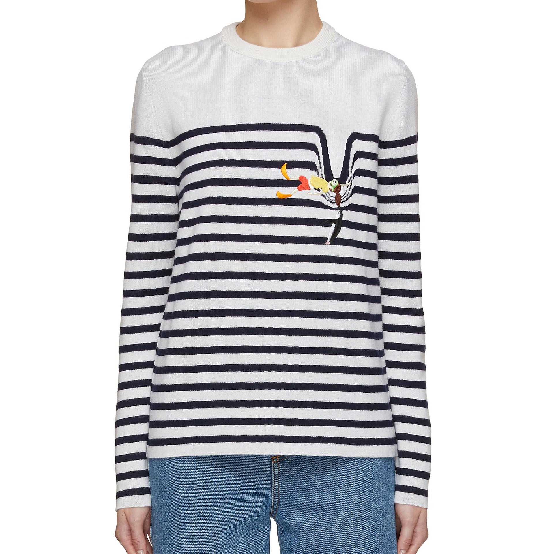 Loewe X Suna Fujita Striped Sweater White Elastane Wool