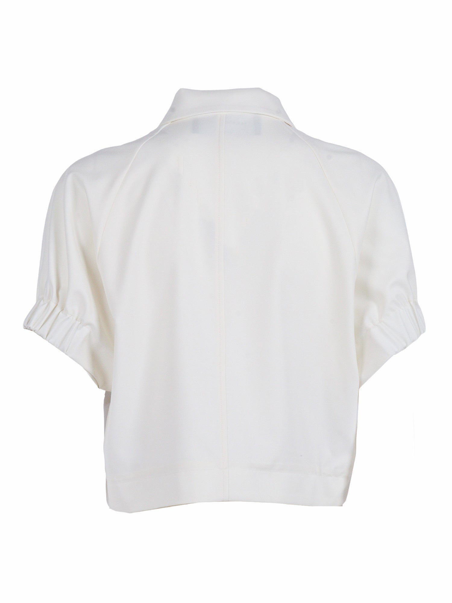 TECH WOOL SHORT SLEEVE BOMBER White Polyester Viscose Elastane Jacket
