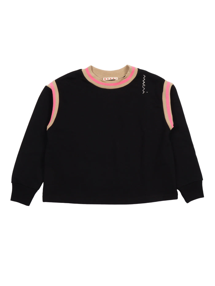 Sweaters Black Cotton Fabric 2 Polyester Crewneck