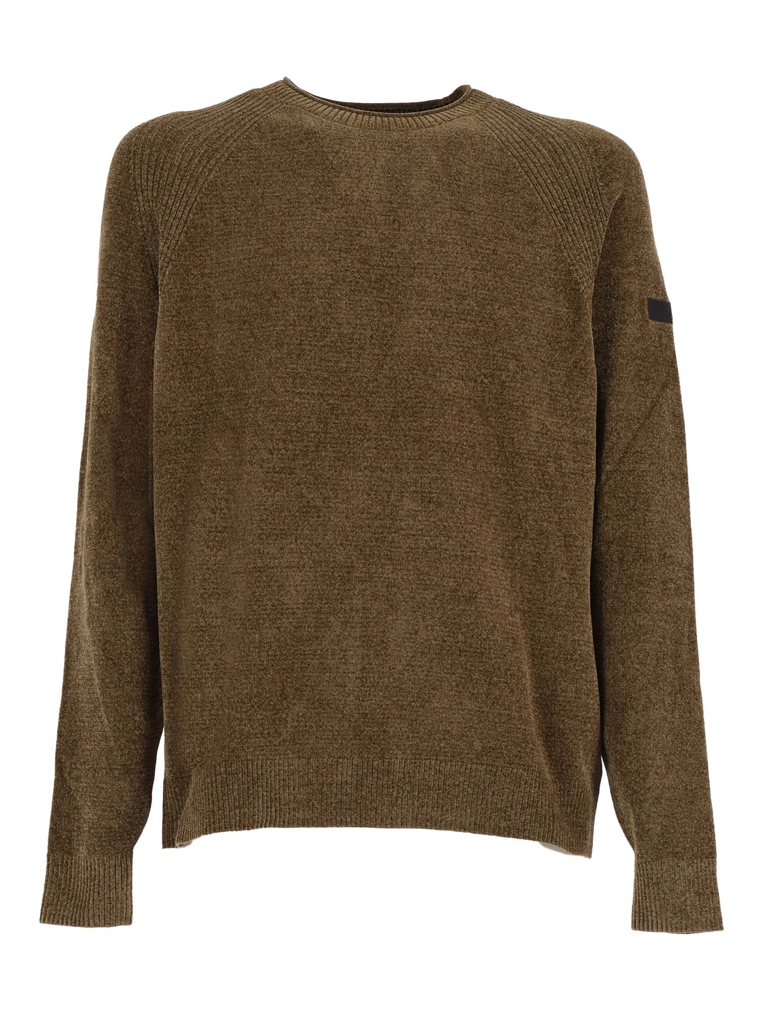 Velvet Round Knit Green Polyester Elastane Crewneck