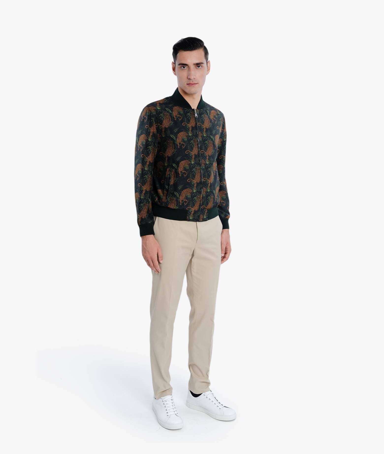Silk Bomber Cheetah Dark Green Sportwear Blouson
