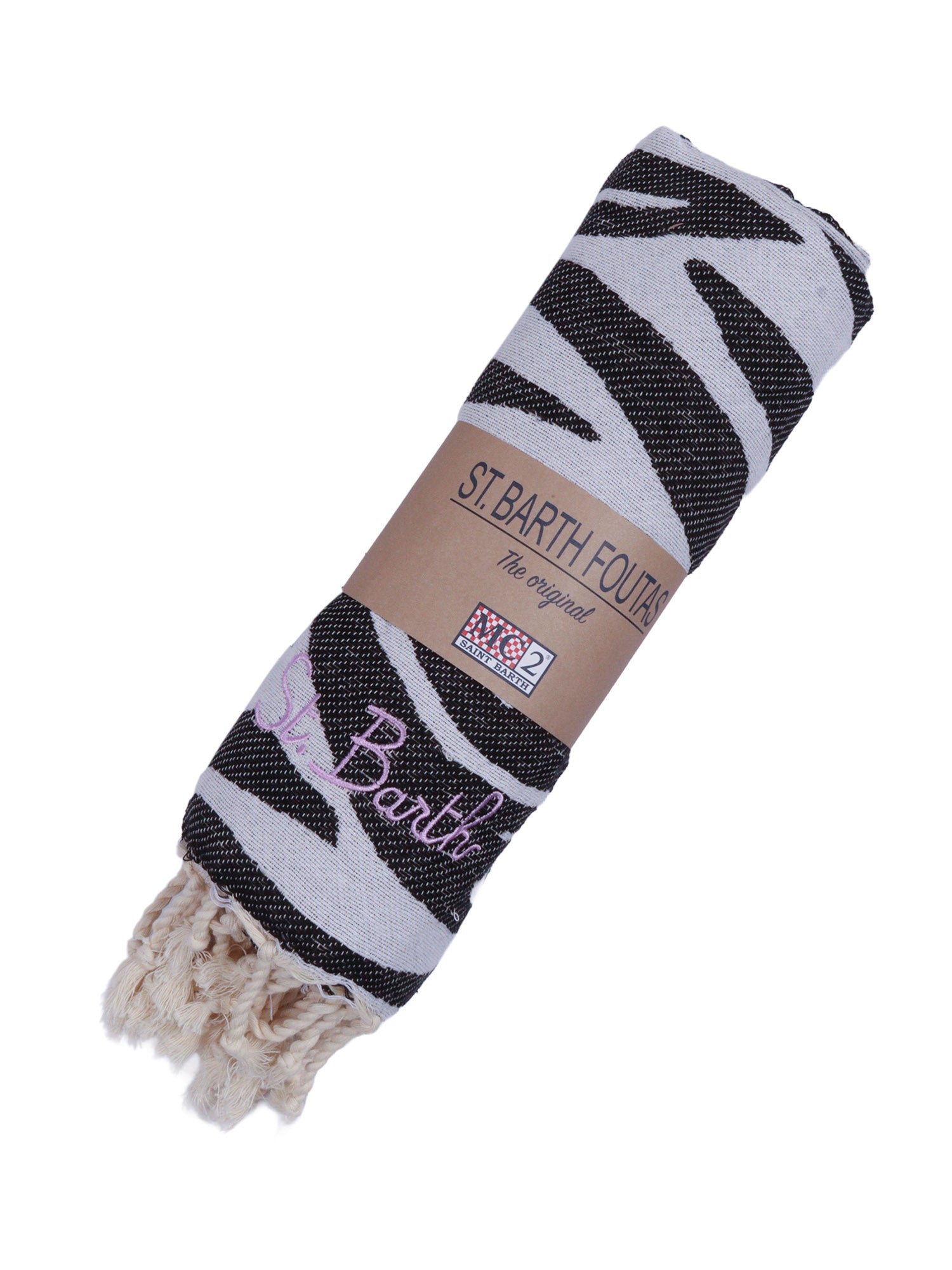 Foutas J N-Zebra Skin 01 Emb Black Cotton Telo Mare