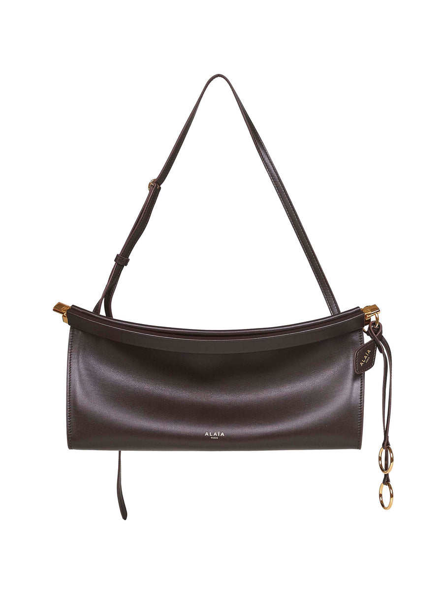 Shoulder Bag Le Click East West Brown Calf Leather