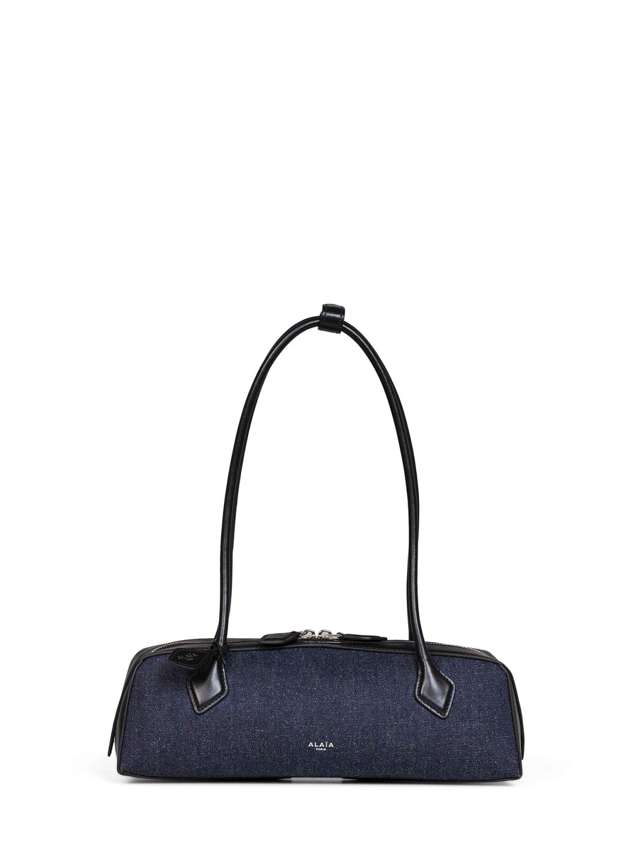 Shoulder Bag Le Teckel Medium Denim Blue Calf Leather