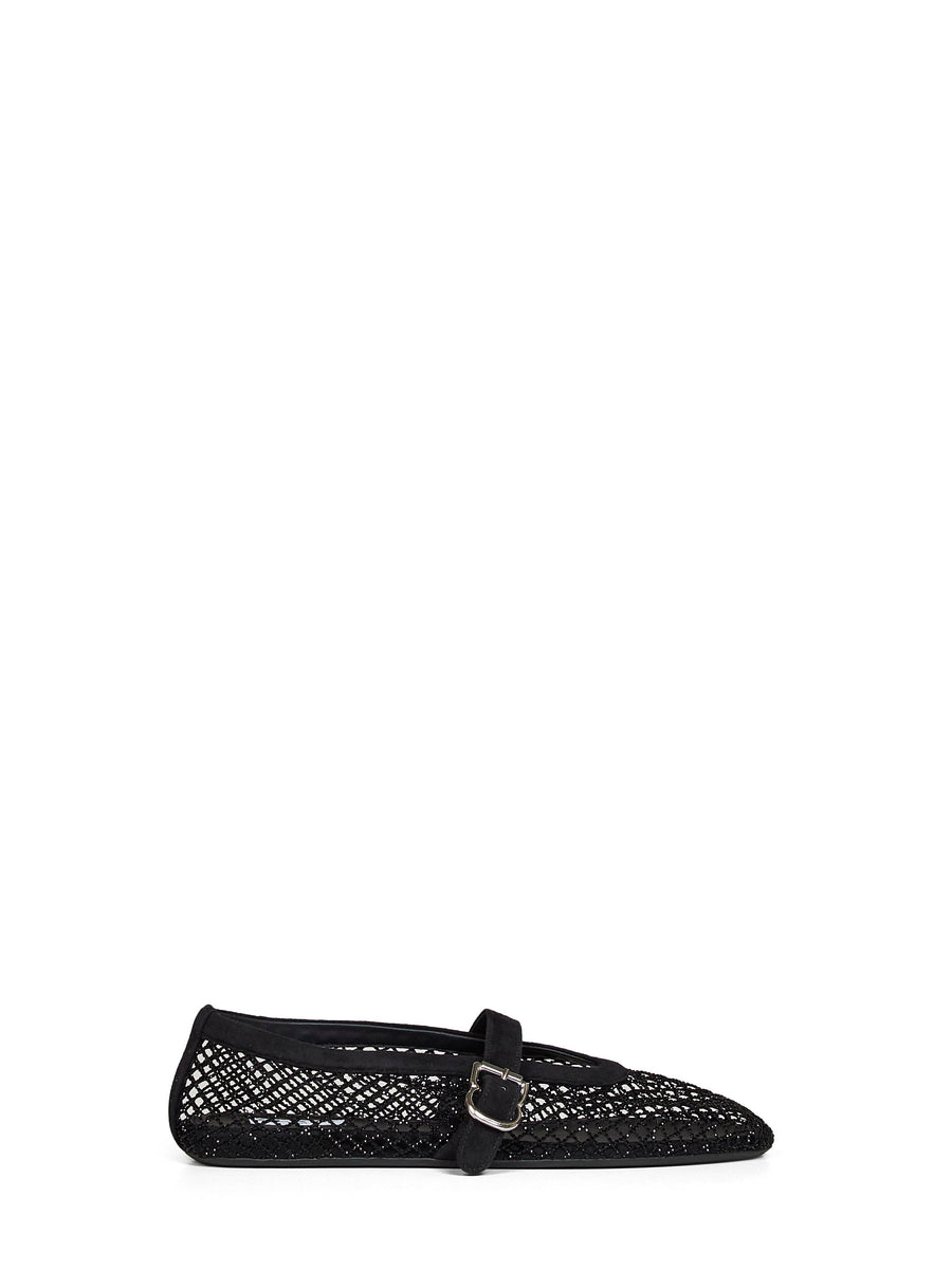 Ballet Flats Black Lamé Suede Lambskin Ballerina Shoes
