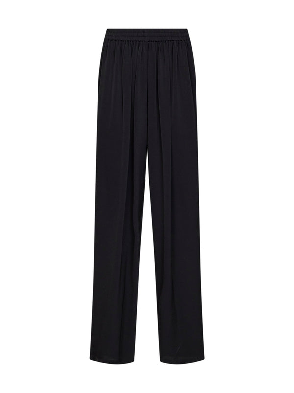 Trousers — Straight Cady, Black Viscose