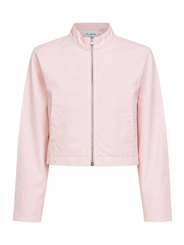 Jacket Rounded Pink Cotton Denim Bomber