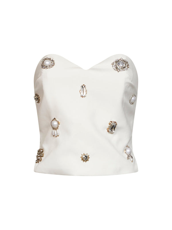 Bustier Top White Crêpe Recycled Polyester Tops