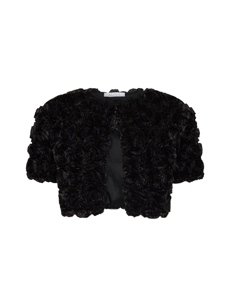 Cropped Taffeta Jacket Black Recycled Polyester