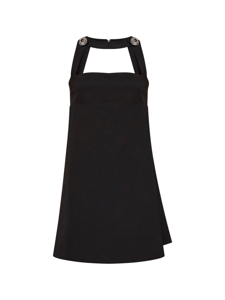 Mini Dress Stretch Crepe — Black Recycled Polyester